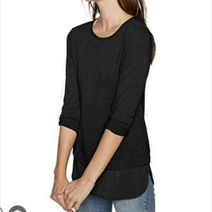 J Crew Factory Long Sleeve Top with Silky Hem Medium Black